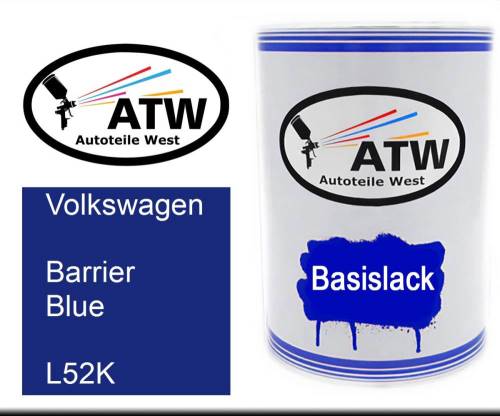 Volkswagen, Barrier Blue, L52K: 500ml Lackdose, von ATW Autoteile West.